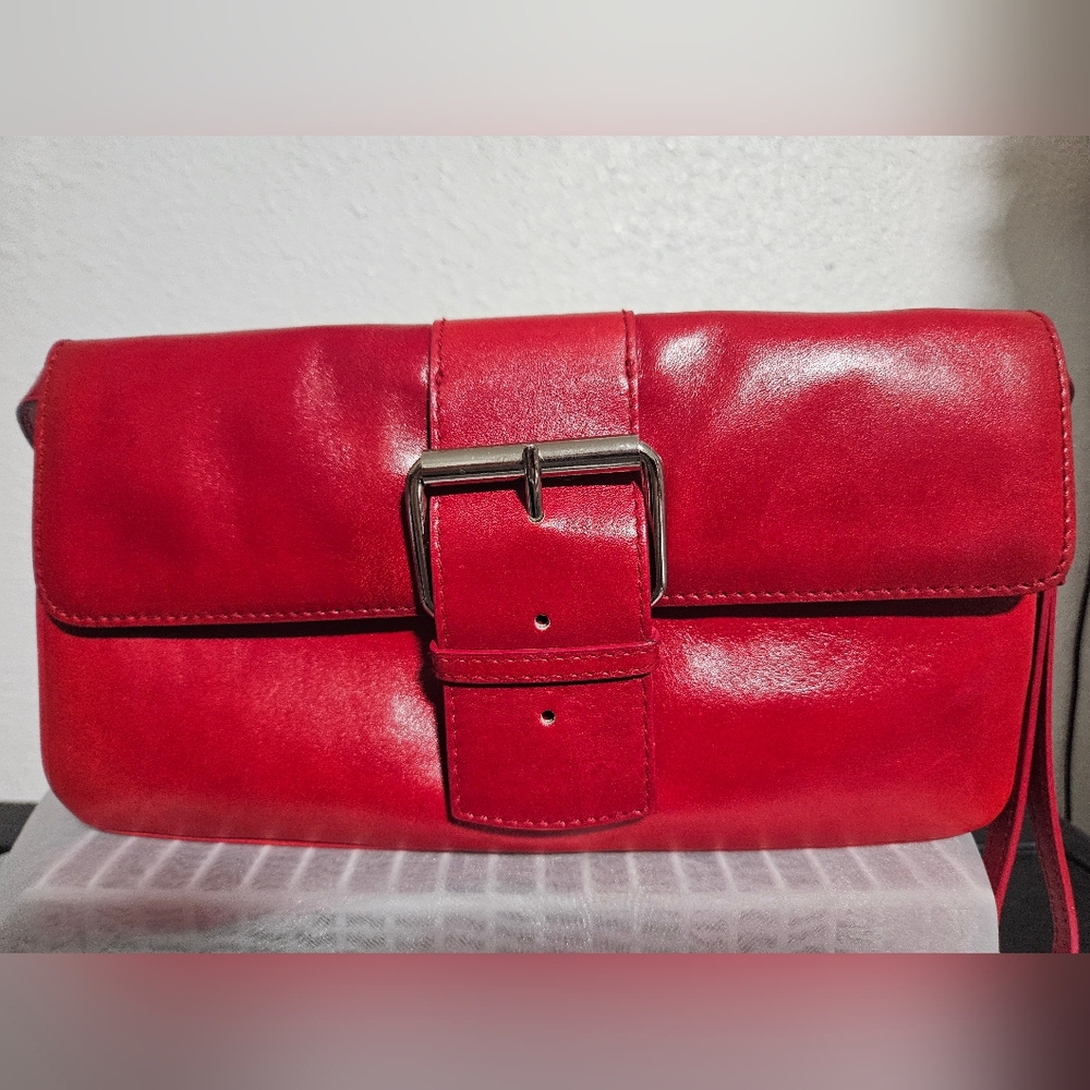 Giani Bernini Red Leather Clutch with Buckle